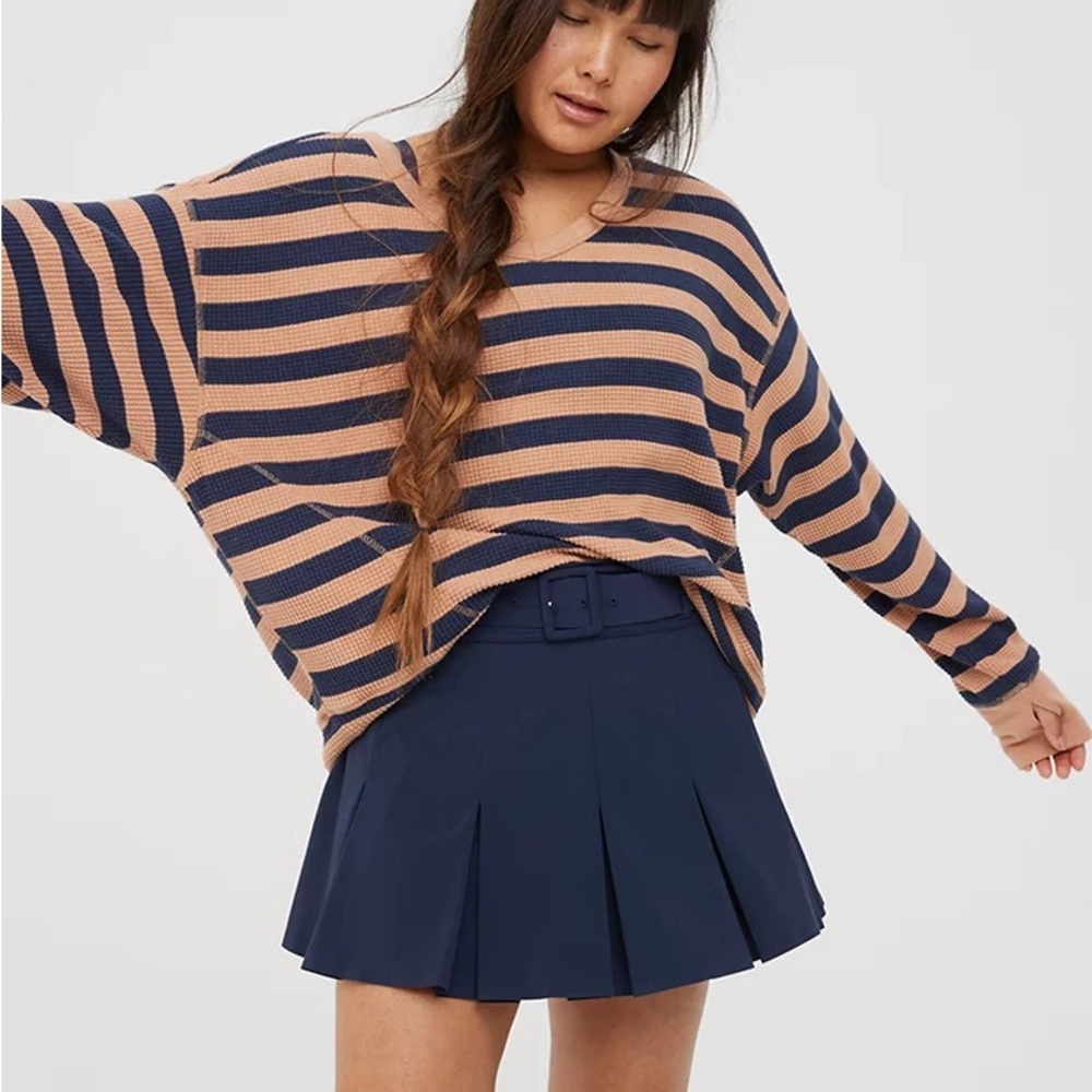 Aerie waffle oversized striped Long Sleeve t